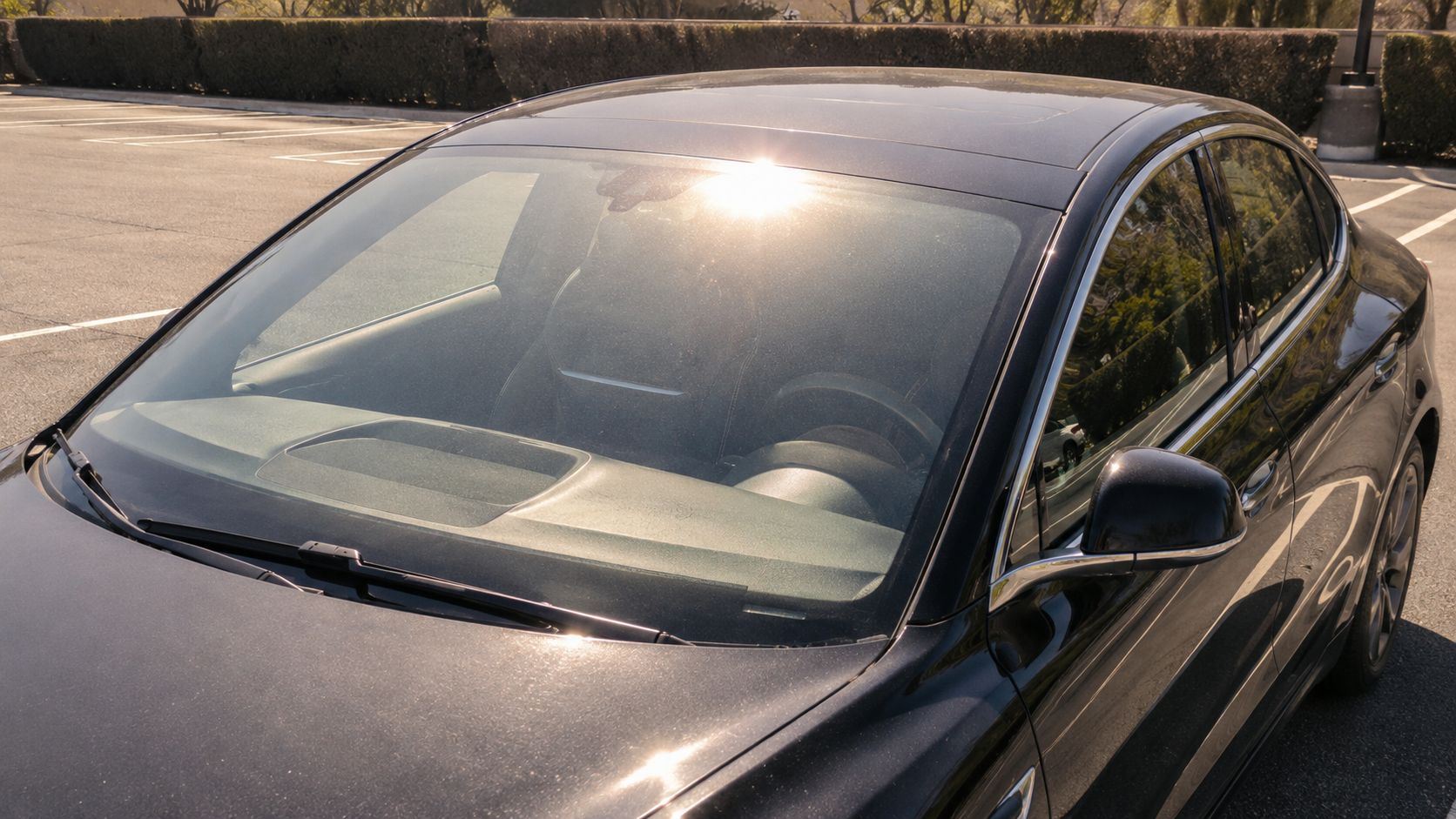 Vehicles exposed to the sun