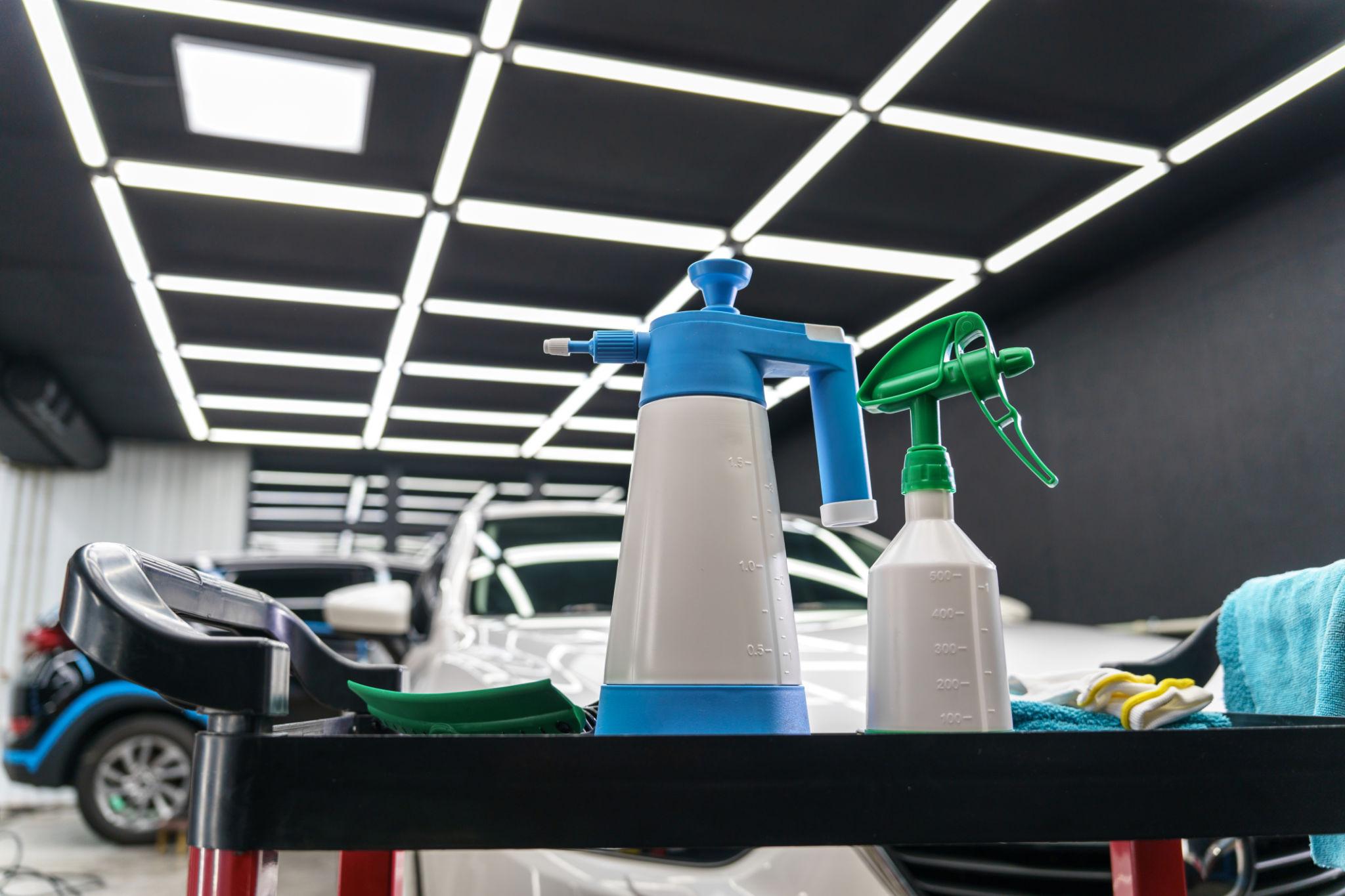 Professional PPF installation tools and workshop environment for car detailing