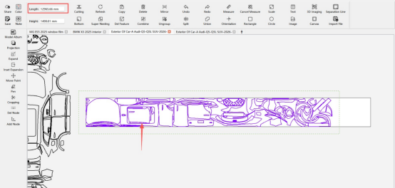 PPF pattern layout optimized by YINK Super Nesting for better material utilization and reduced waste